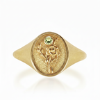 THE AUGUST BIRTH FLOWER AND STONE RING — GLADIOLUS AND PERIDOT