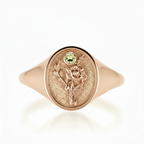 THE AUGUST BIRTH FLOWER AND STONE RING — GLADIOLUS AND PERIDOT