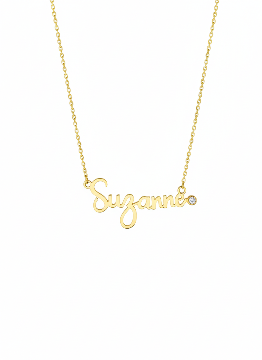 SACRED SCRIPT DIAMOND NAMEPLATE