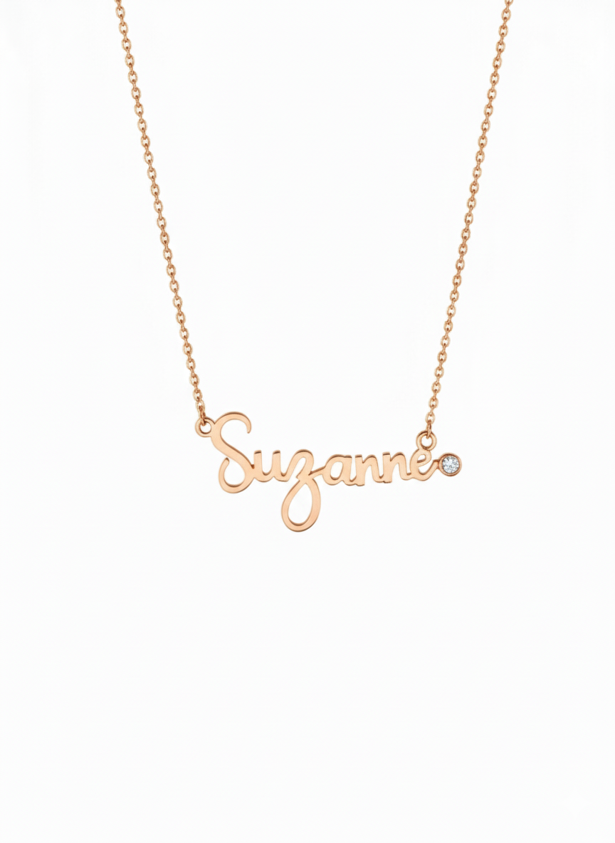 SACRED SCRIPT DIAMOND NAMEPLATE