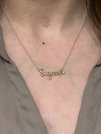 SACRED SCRIPT DIAMOND NAMEPLATE