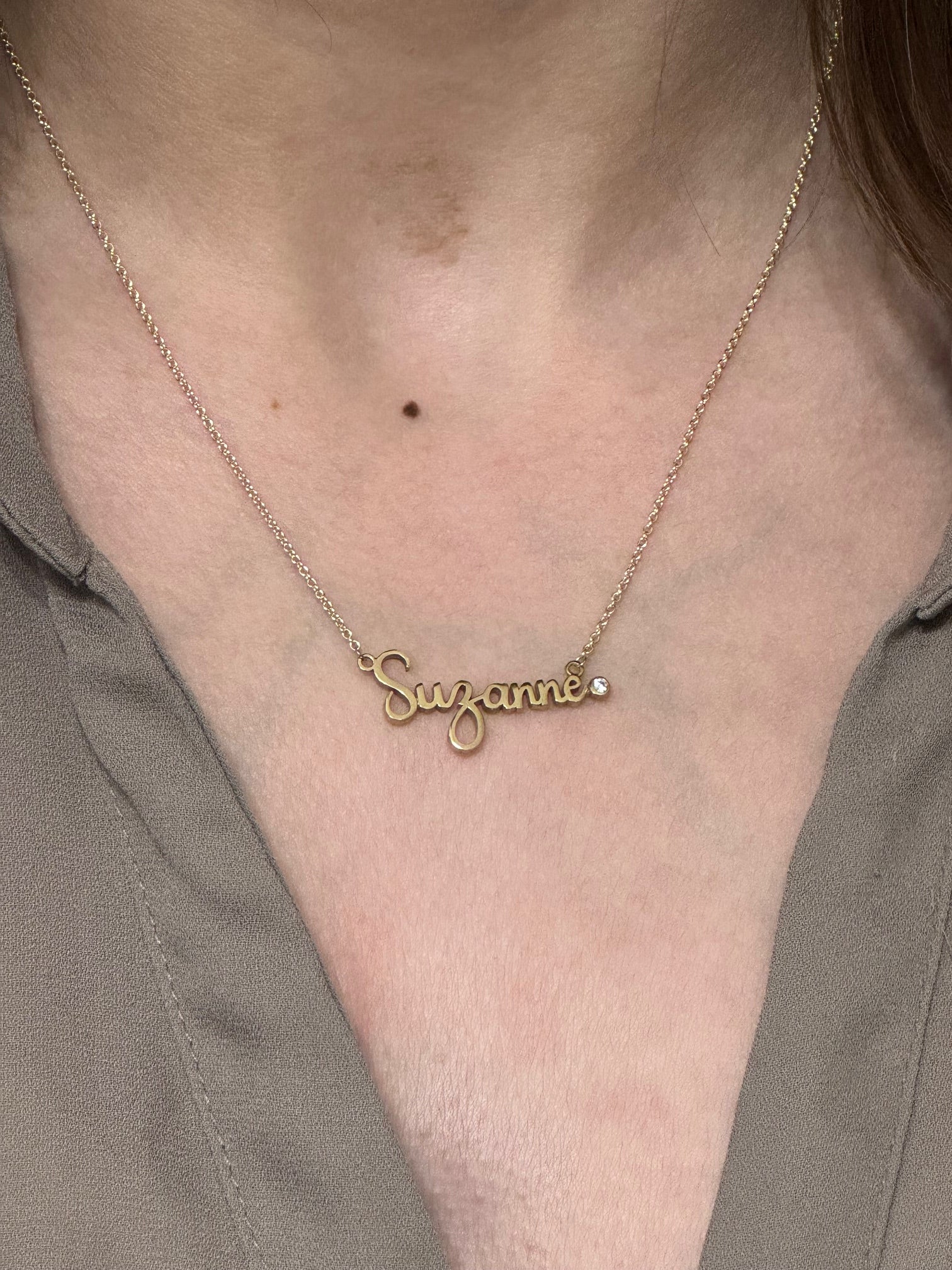 SACRED SCRIPT DIAMOND NAMEPLATE