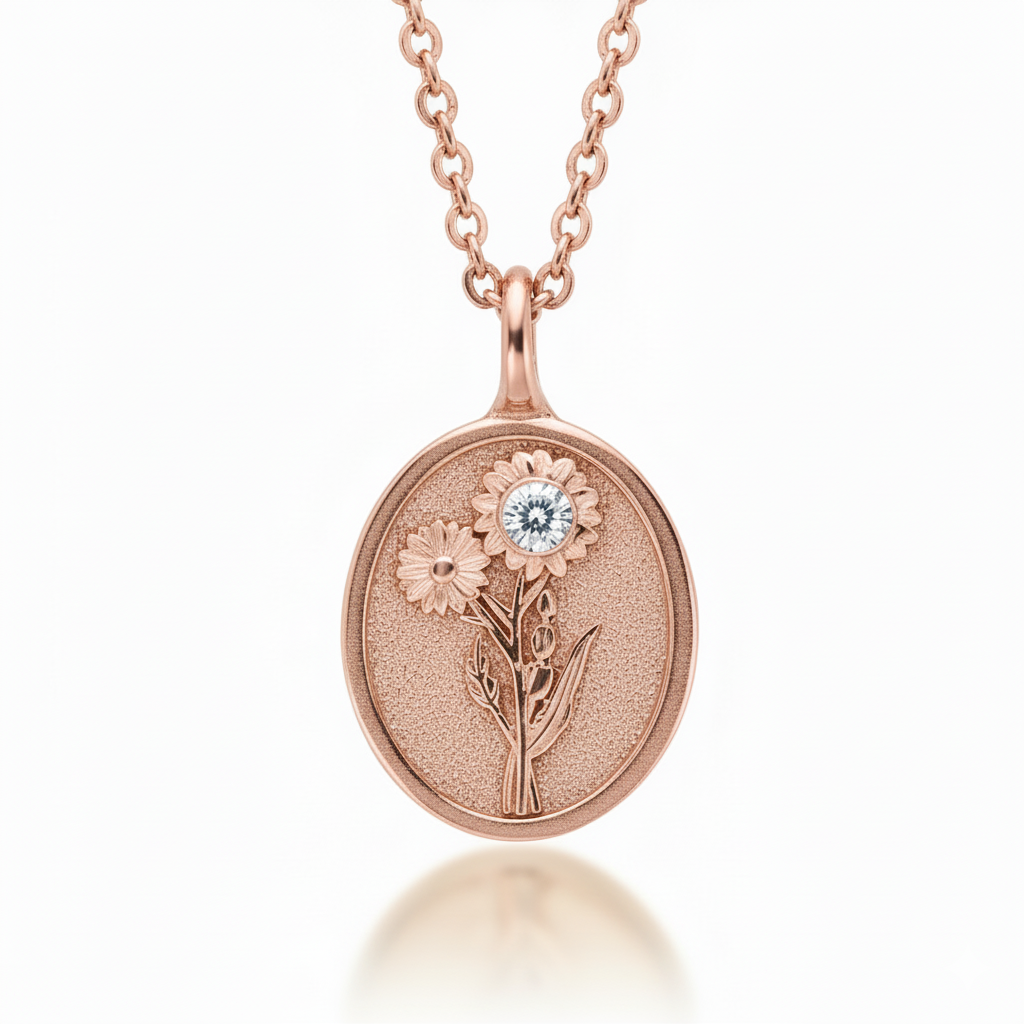 THE APRIL BIRTH FLOWER PENDANT & STONE — DAISY AND DIAMOND