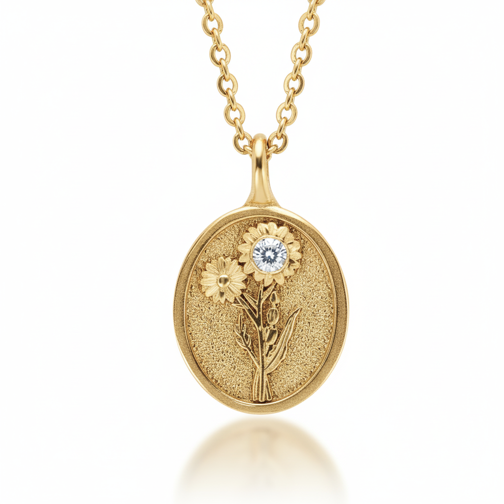 THE APRIL BIRTH FLOWER PENDANT & STONE — DAISY AND DIAMOND