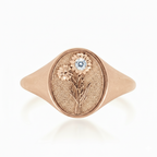 THE APRIL BIRTH FLOWER AND STONE RING — DAISY AND DIAMOND