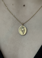 THE AUGUST BIRTH FLOWER & STONE PENDANT — GLADIOLUS AND PERIDOT