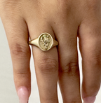 THE AUGUST BIRTH FLOWER AND STONE RING — GLADIOLUS AND PERIDOT