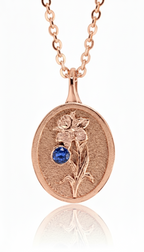 THE DECEMBER BIRTH FLOWER & STONE PENDANT — NARCISSUS AND TANZANITE
