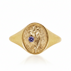 THE DECEMBER BIRTH FLOWER AND STONE RING — NARCISSUS AND TANZANITE