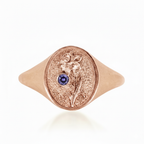 THE DECEMBER BIRTH FLOWER AND STONE RING — NARCISSUS AND TANZANITE