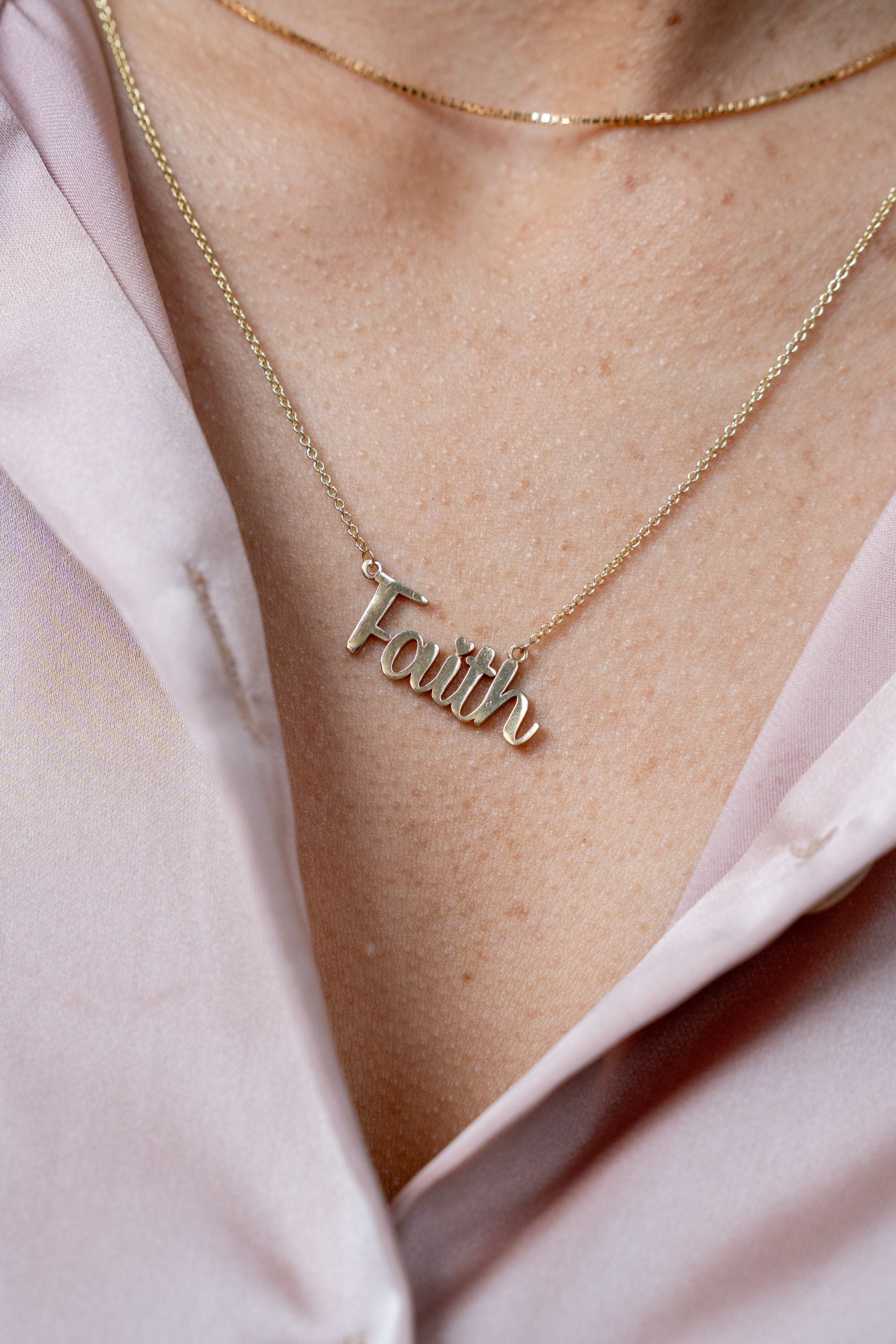 SACRED HEART SCRIPT NAME NECKLACE
