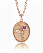 THE FEBRUARY BIRTH FLOWER & STONE PENDANT — VIOLET AND AMETHYST