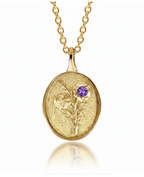THE FEBRUARY BIRTH FLOWER & STONE PENDANT — VIOLET AND AMETHYST