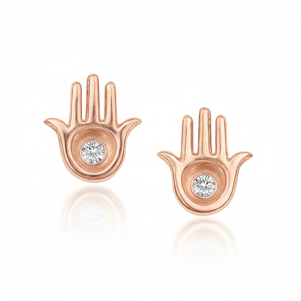 DIVINE PROTECTION HAMSA HAND STUD EARRINGS