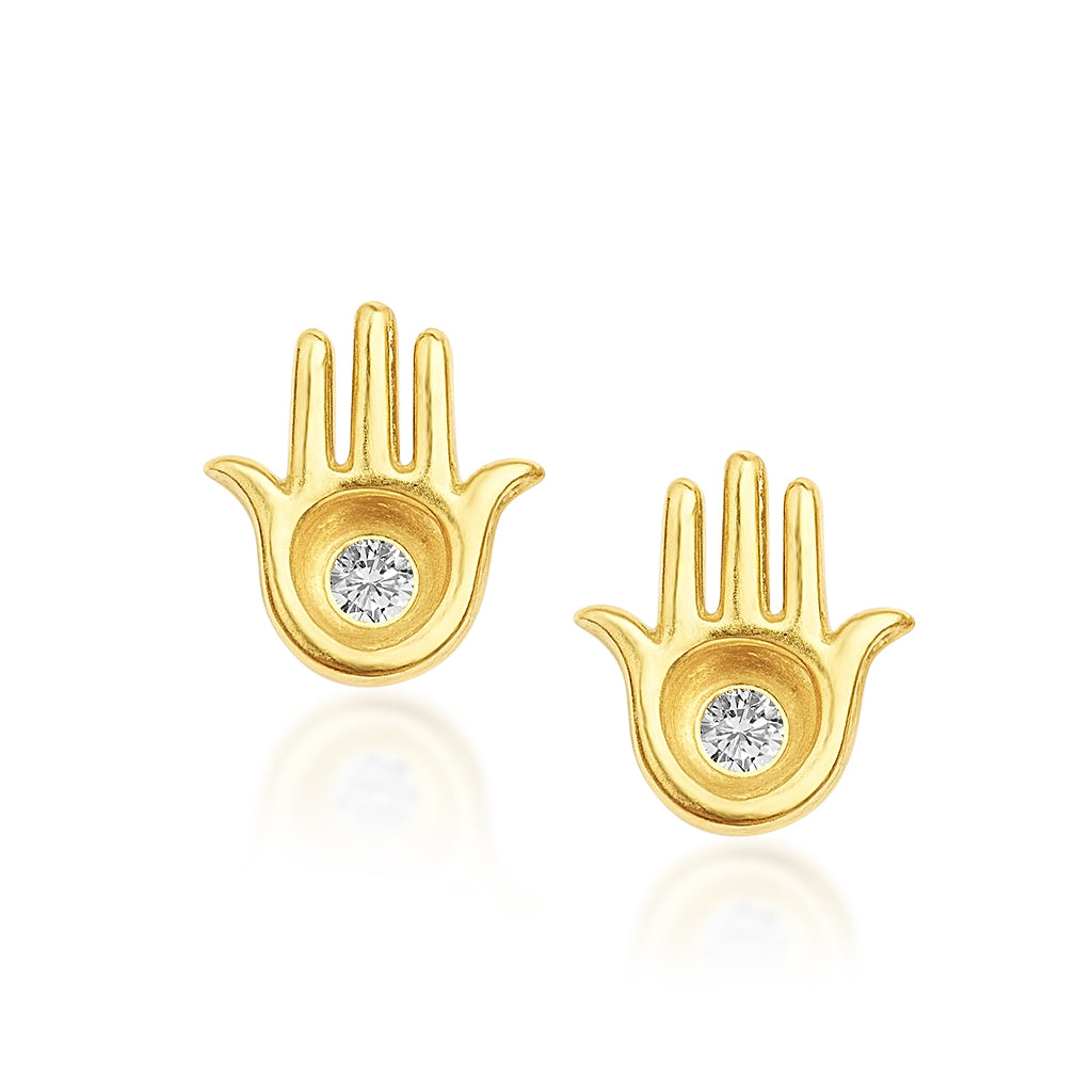 DIVINE PROTECTION HAMSA HAND STUD EARRINGS