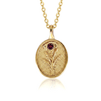 THE JANUARY BIRTH FLOWER & STONE PENDANT — CARNATION AND GARNET