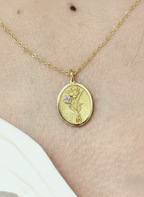 THE JUNE BIRTH FLOWER & STONE PENDANT — ROSE AND ALEXANDRITE