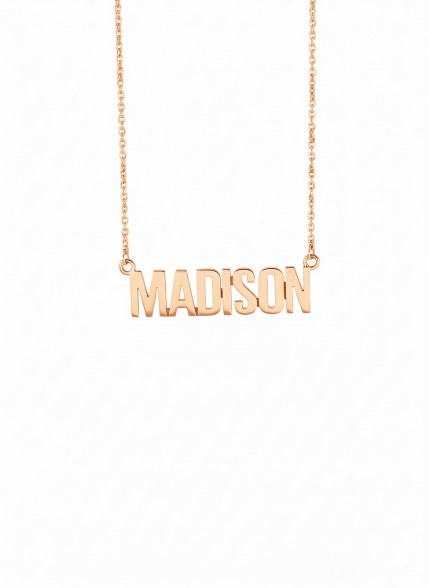 STATEMENT BLOCK NAME NECKLACE