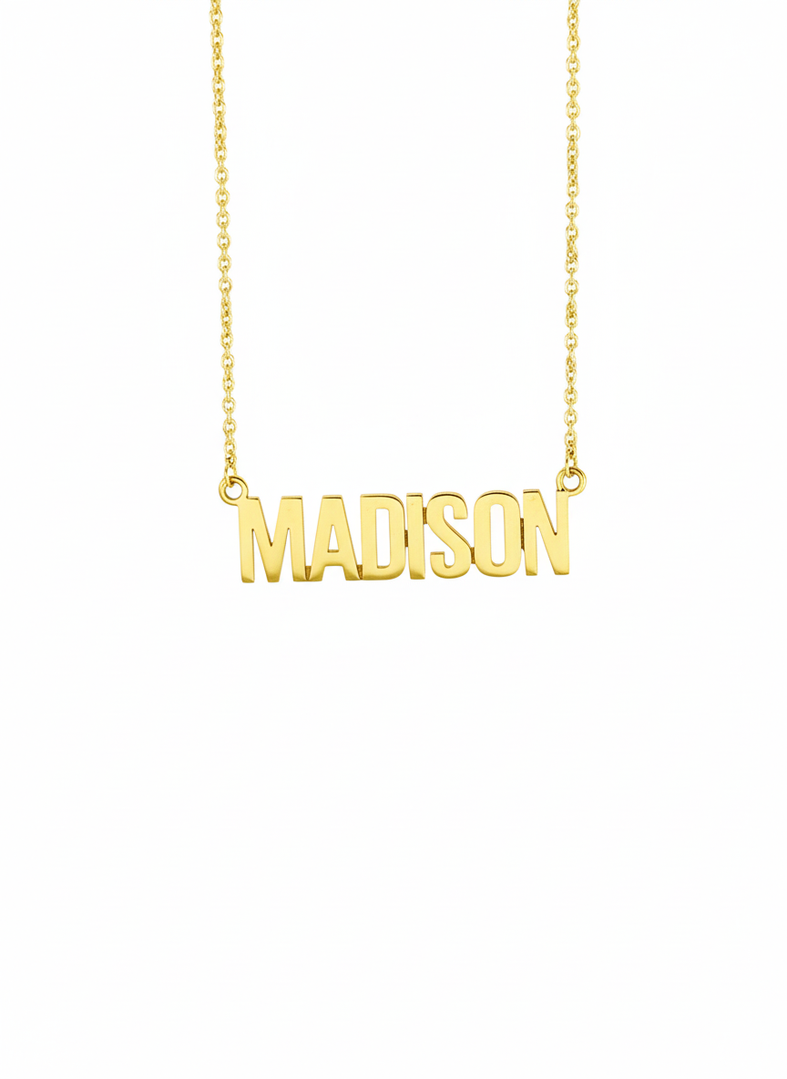 STATEMENT BLOCK NAME NECKLACE