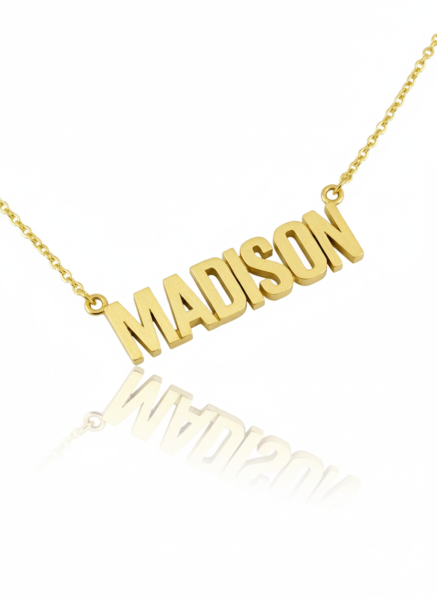 STATEMENT BLOCK NAME NECKLACE