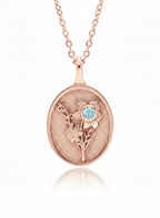THE MARCH BIRTH FLOWER & STONE PENDANT — DAFFODIL AND AQUAMARINE