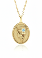 THE MARCH BIRTH FLOWER & STONE PENDANT — DAFFODIL AND AQUAMARINE