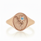 THE MARCH BIRTH FLOWER AND STONE RING — DAFFODIL AND AQUAMARINE