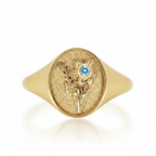 THE MARCH BIRTH FLOWER AND STONE RING — DAFFODIL AND AQUAMARINE