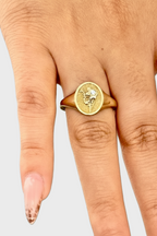 THE MARCH BIRTH FLOWER AND STONE RING — DAFFODIL AND AQUAMARINE