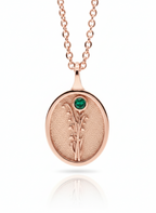 THE MAY BIRTH FLOWER & STONE PENDANT — LILY OF THE VALLEY AND EMERALD
