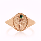 THE MAY BIRTH FLOWER AND STONE RING — LILY OF THE VALLEY AND EMERALD