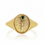 THE MAY BIRTH FLOWER AND STONE RING — LILY OF THE VALLEY AND EMERALD
