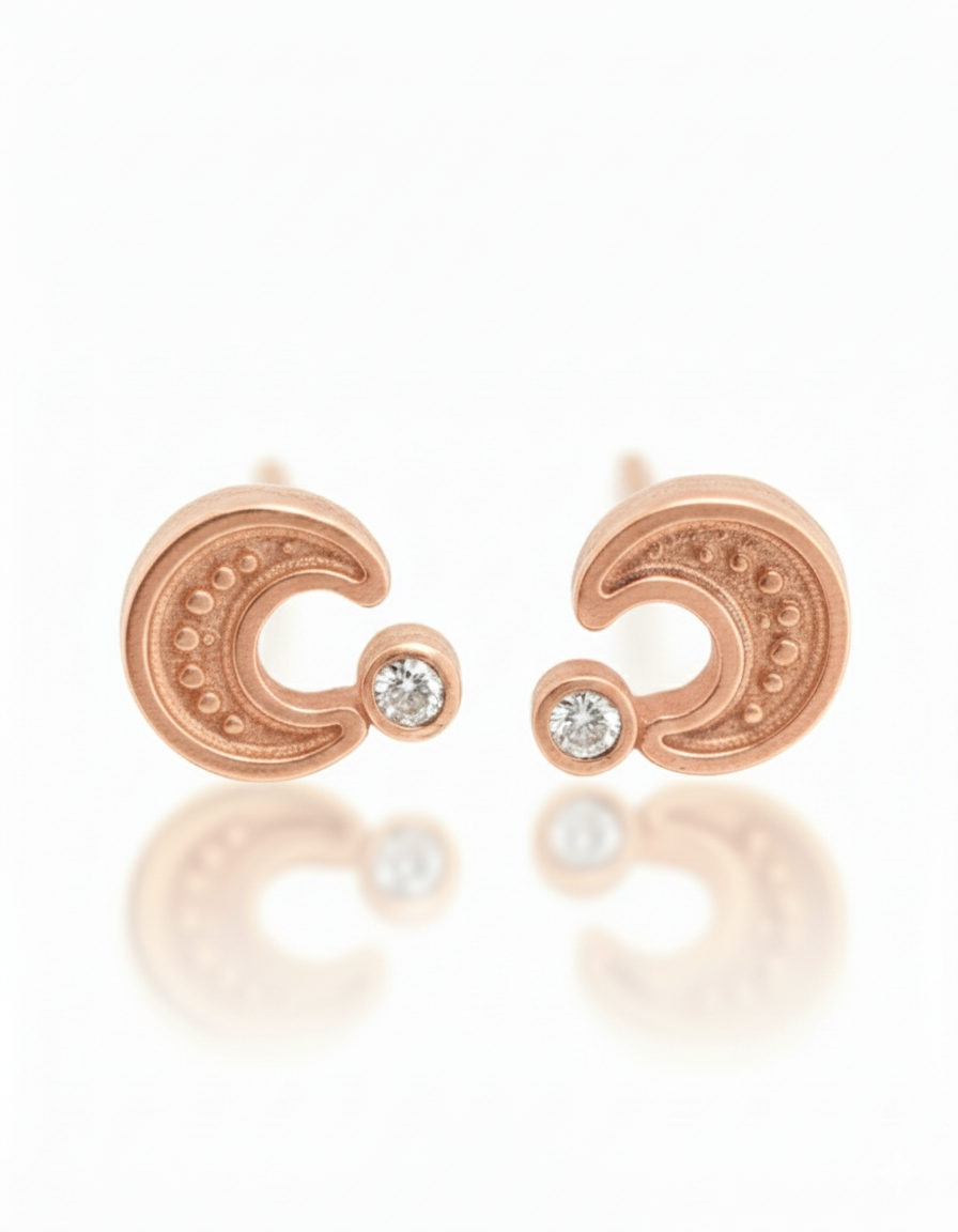 CRESCENT MOONLIGHT PROTECTION STUD EARRINGS