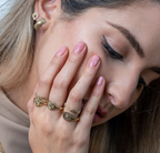 CRESCENT MOONLIGHT PROTECTION STUD EARRINGS
