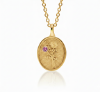 THE OCTOBER BIRTH FLOWER & STONE PENDANT — MARIGOLD AND PINK TOURMALINE