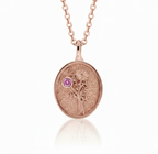 THE OCTOBER BIRTH FLOWER & STONE PENDANT — MARIGOLD AND PINK TOURMALINE