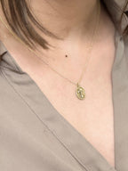 THE OCTOBER BIRTH FLOWER & STONE PENDANT — MARIGOLD AND PINK TOURMALINE