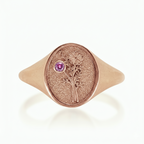 THE OCTOBER BIRTH FLOWER AND STONE RING — MARIGOLD AND PINK TOURMALINE