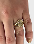 THE OCTOBER BIRTH FLOWER AND STONE RING — MARIGOLD AND PINK TOURMALINE