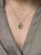 THE SEPTEMBER BIRTH FLOWER & STONE PENDANT — ASTER AND SAPPHIRE