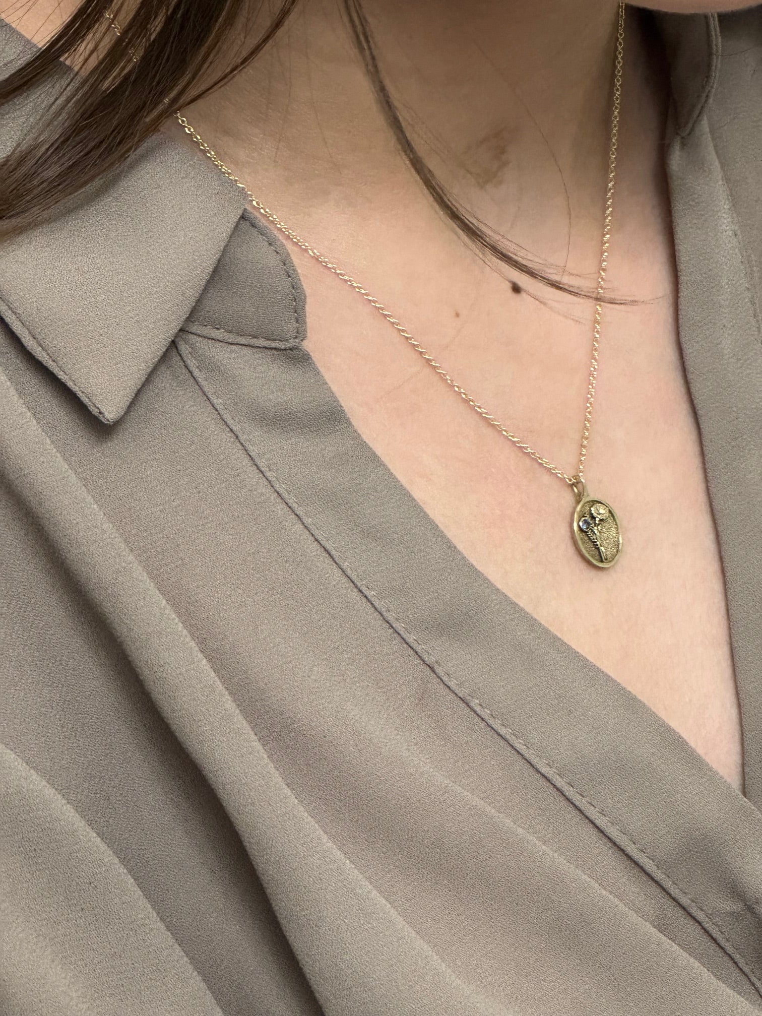 THE SEPTEMBER BIRTH FLOWER & STONE PENDANT — ASTER AND SAPPHIRE
