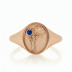THE SEPTEMBER BIRTH FLOWER AND STONE RING — ASTER AND SAPPHIRE