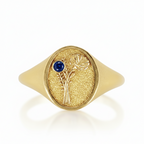 THE SEPTEMBER BIRTH FLOWER AND STONE RING — ASTER AND SAPPHIRE